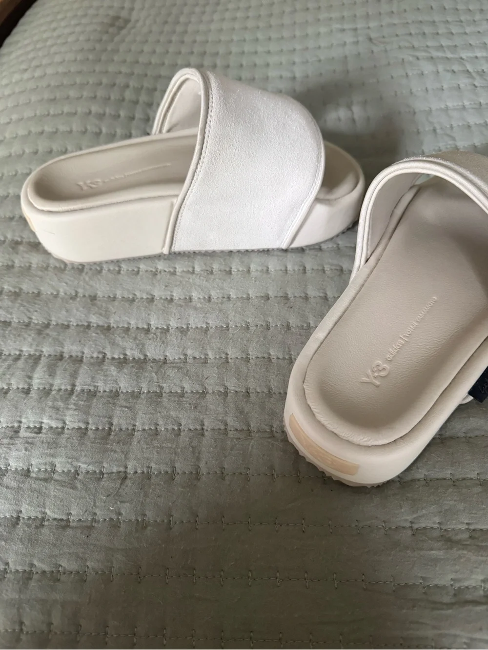 Y-3 Adidas Yohji Yamamoto Suede Platform Slides in orbit grey size 5